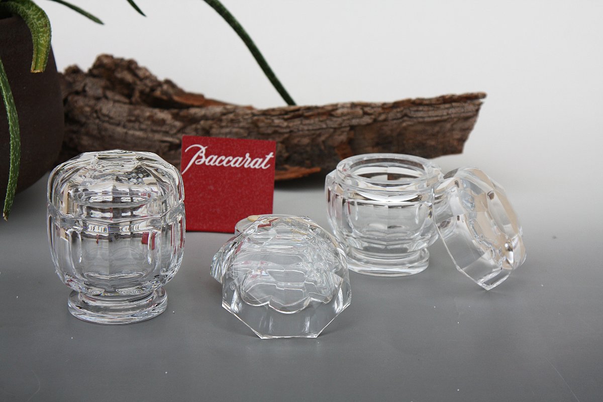 Set Of 3 Baccarat Crystal Toilet Boxes, Malmaison Model-photo-4