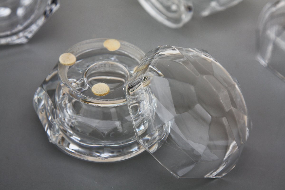 Set Of 3 Baccarat Crystal Toilet Boxes, Malmaison Model-photo-2