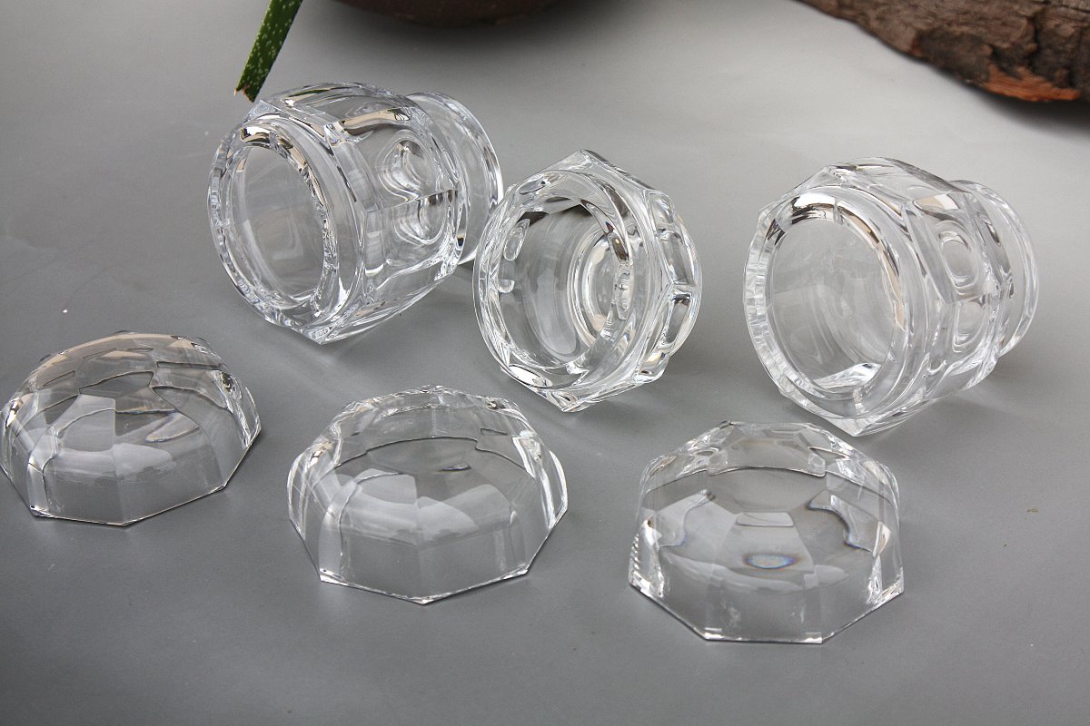 Set Of 3 Baccarat Crystal Toilet Boxes, Malmaison Model-photo-5