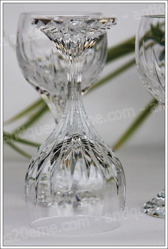 Set Of 6 Baccarat Crystal Water Glasses, Massena Pattern-photo-3