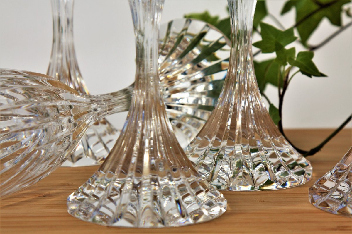 Set Of 6 Baccarat Crystal Champagne Flutes, Massena Model-photo-2