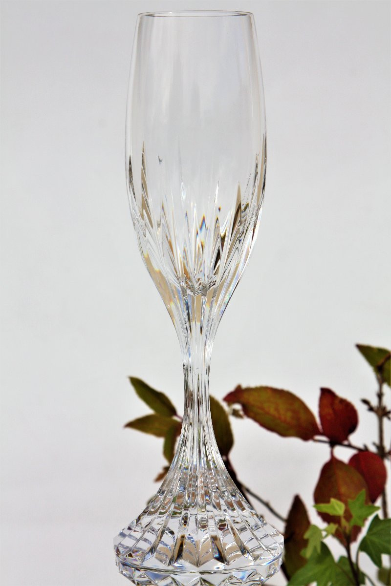 Set Of 6 Baccarat Crystal Champagne Flutes, Massena Model-photo-5