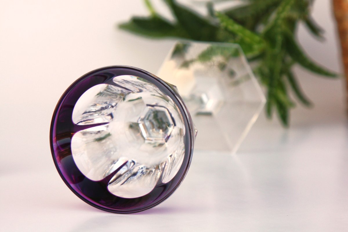 Verre à vin du Rhin en cristal de Baccarat modèle Harcourt violet-photo-3