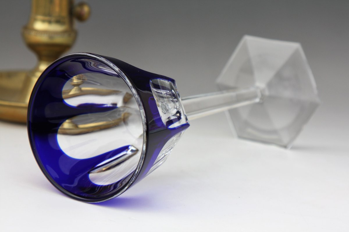 Roemer Glass In Baccarat Crystal, Harcourt Model Blue-photo-2