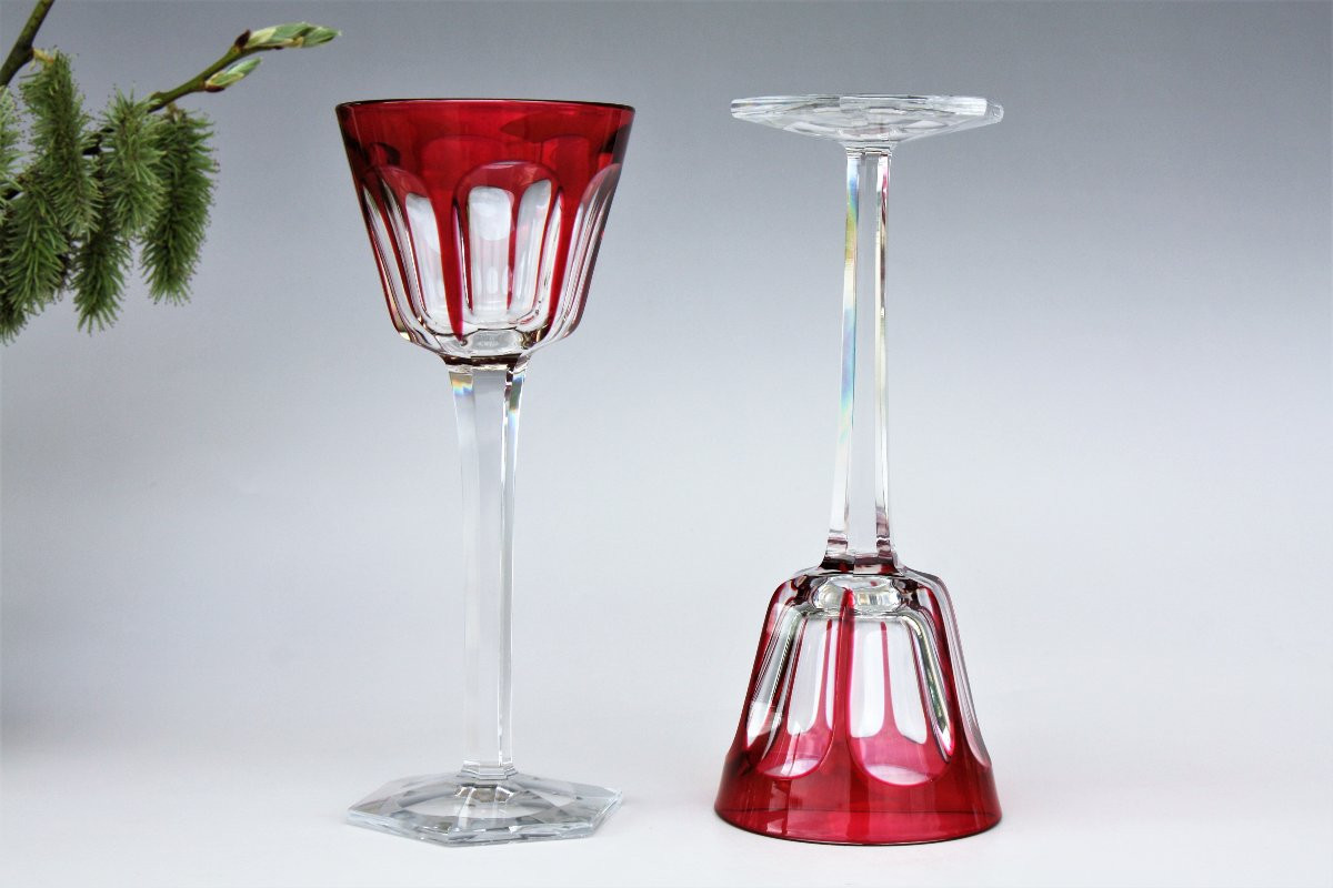 Verre à vin du Rhin en cristal de Baccarat modèle Harcourt, rouge (4 disponibles)-photo-3