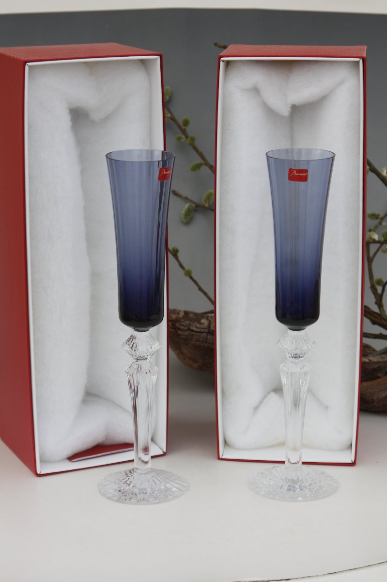 Set de 2 flûtes à Champagne en cristal de Baccarat modèle Mille Nuits-photo-2