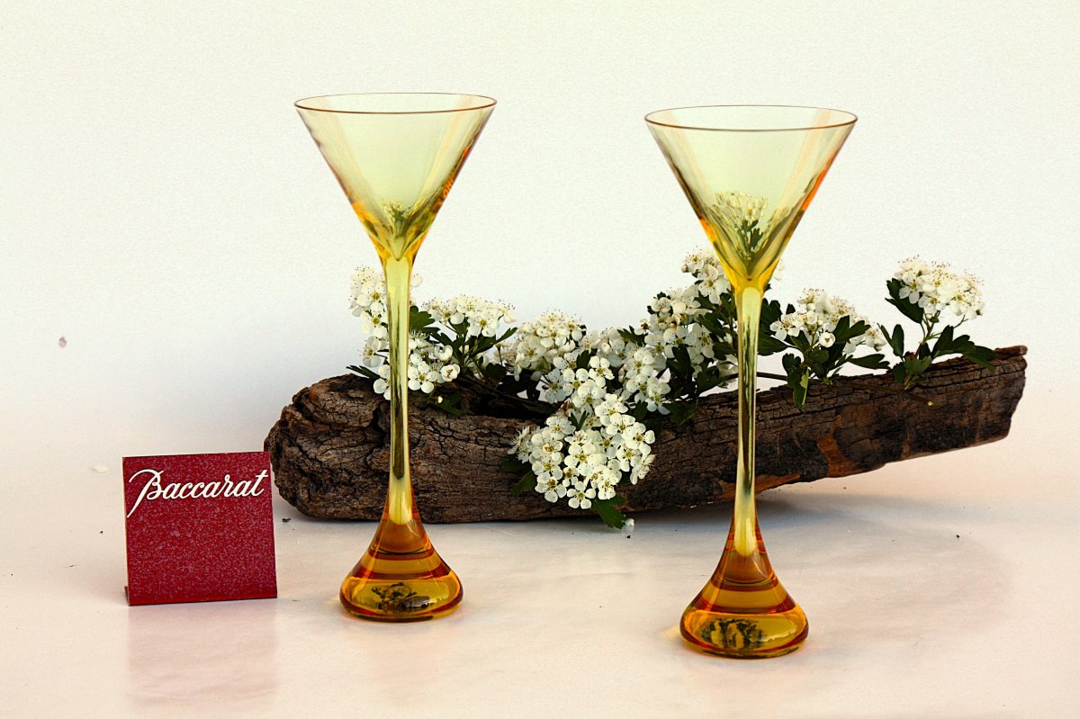 Set de 2 verres en cristal de Baccarat modèle Bouquet design R. Rigot-photo-1