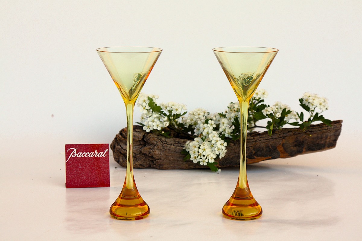 Set de 2 verres en cristal de Baccarat modèle Bouquet design R. Rigot