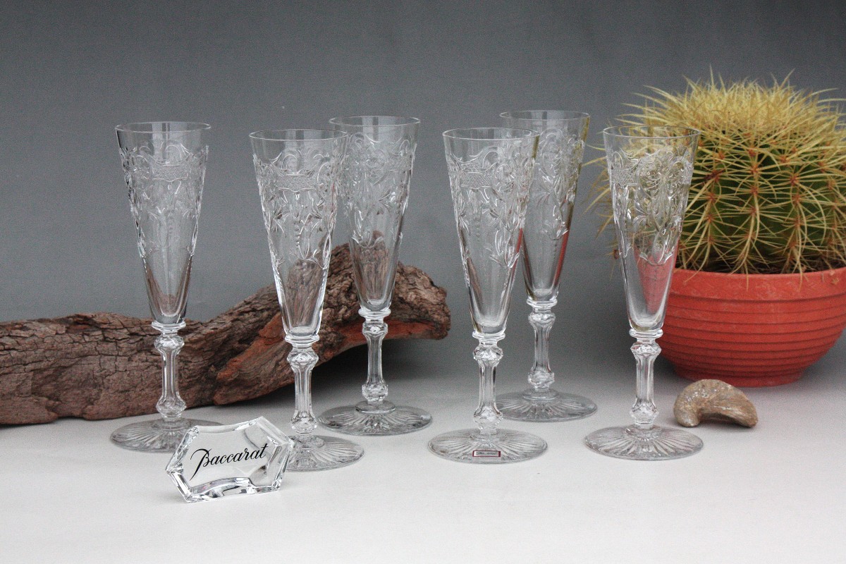 Set de 6 flûtes à Champagne en cristal de Baccarat modèle Marennes