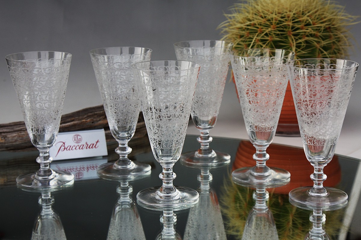 Set de 6 flûtes à champagne en cristal de Baccarat, modèle Rohan