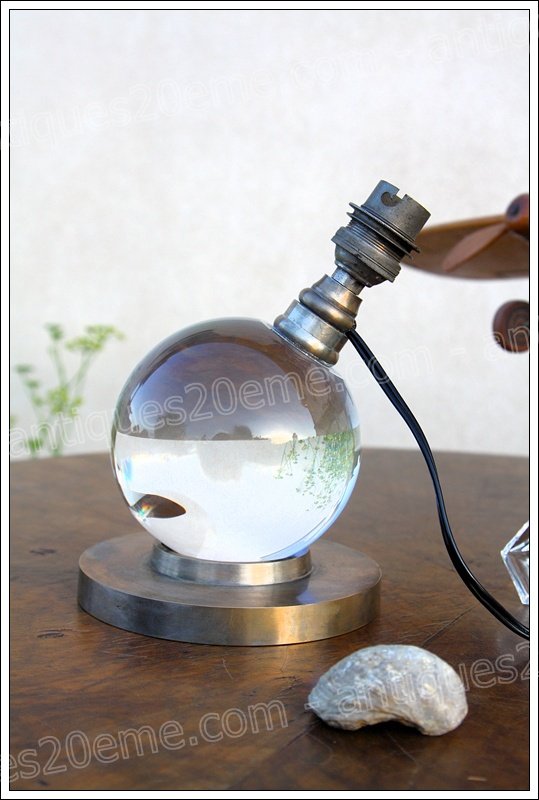 Lampe moderniste cristal de Baccarat et Jacques Adnet-photo-2