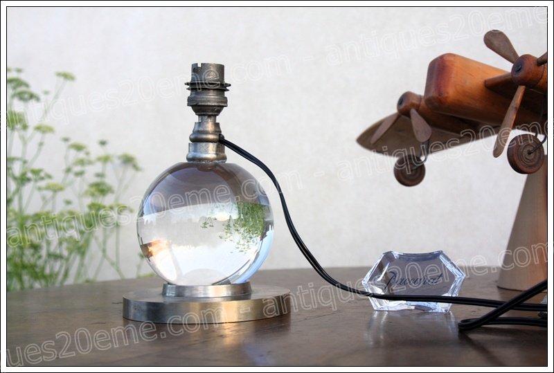 Lampe moderniste cristal de Baccarat et Jacques Adnet-photo-3