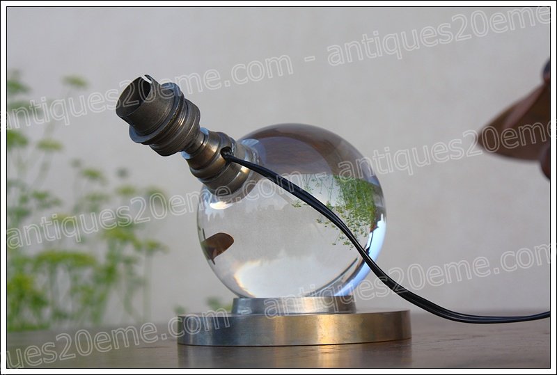 Lampe moderniste cristal de Baccarat et Jacques Adnet-photo-4
