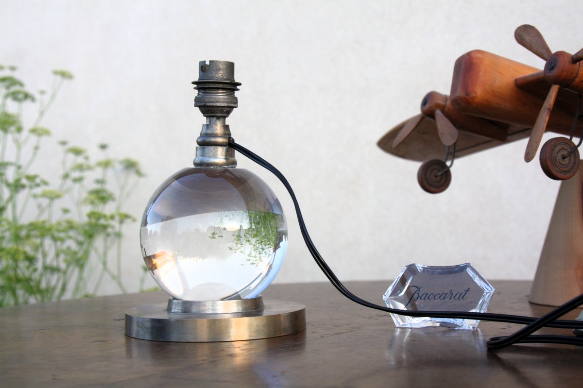 Modernist Crystal Lamp By Baccarat And Jacques Adnet-photo-2