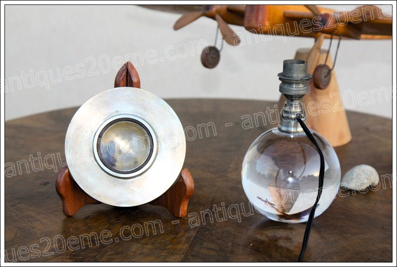 Lampe moderniste cristal de Baccarat et Jacques Adnet-photo-1