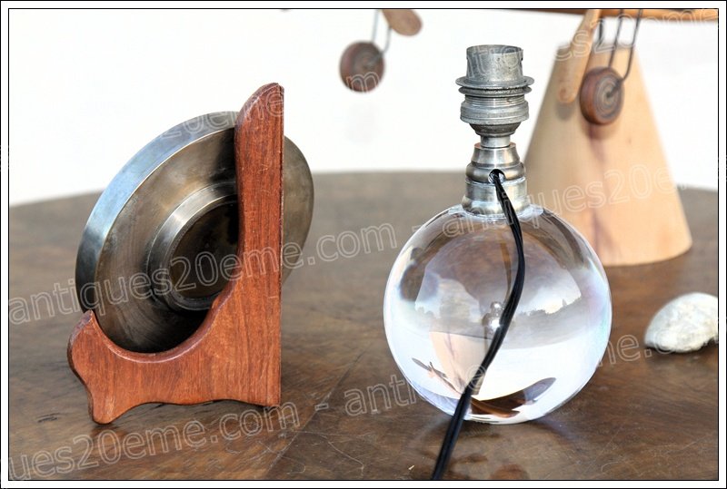 Lampe moderniste cristal de Baccarat et Jacques Adnet-photo-3