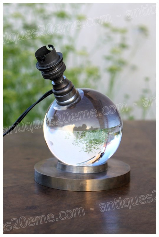 Lampe moderniste cristal de Baccarat et Jacques Adnet-photo-7