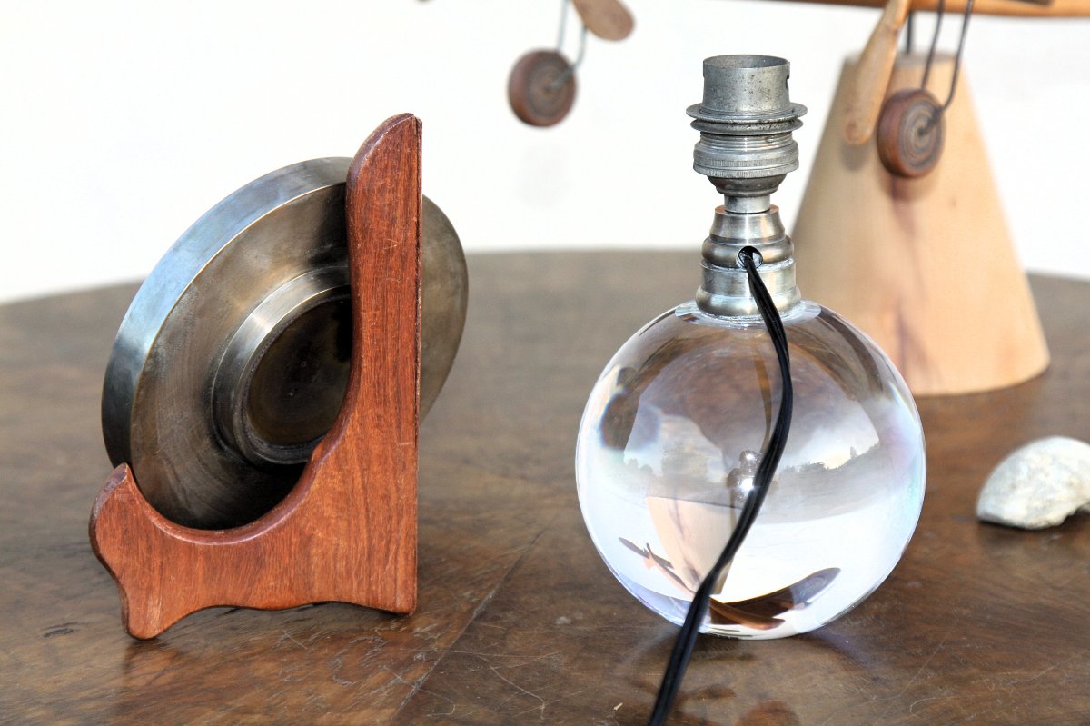 Modernist Crystal Lamp By Baccarat And Jacques Adnet-photo-3