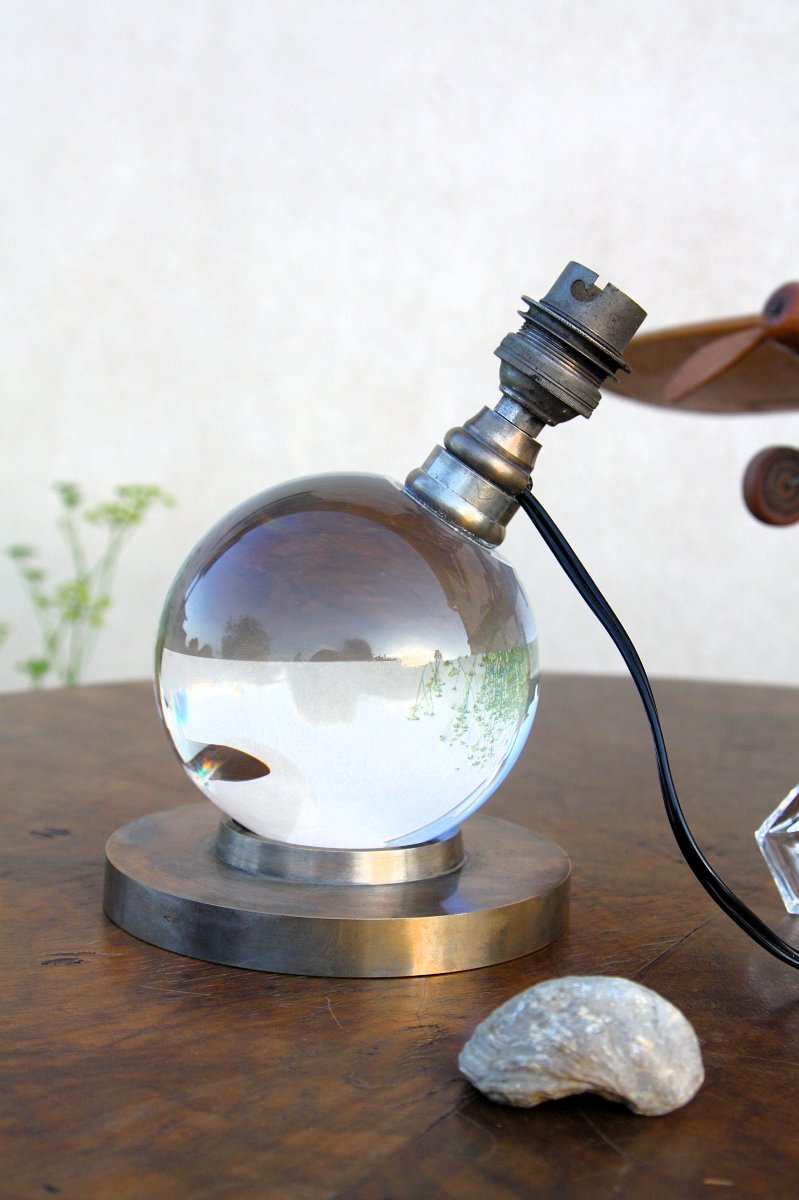 Modernist Crystal Lamp By Baccarat And Jacques Adnet-photo-5