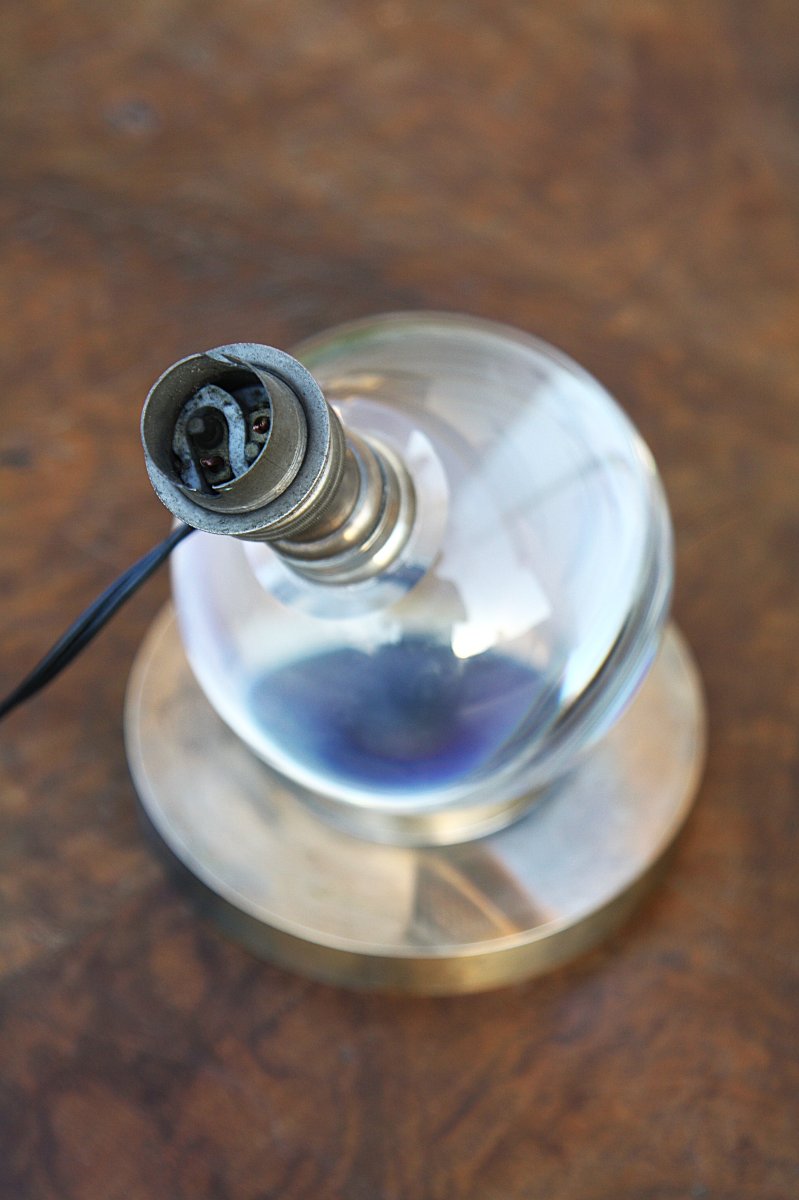 Modernist Crystal Lamp By Baccarat And Jacques Adnet-photo-7