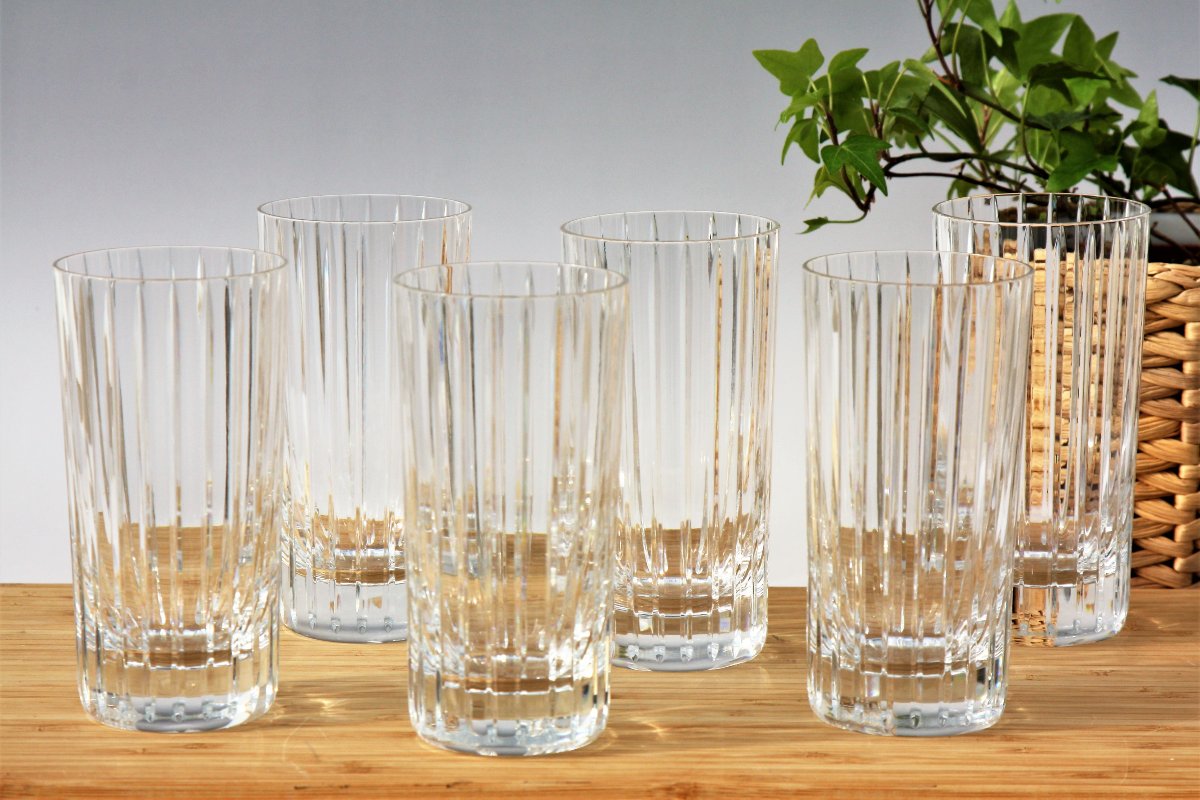 Set Of 6 Long Drink Glasses In Baccarat Crystal, Harmonie Model-photo-2