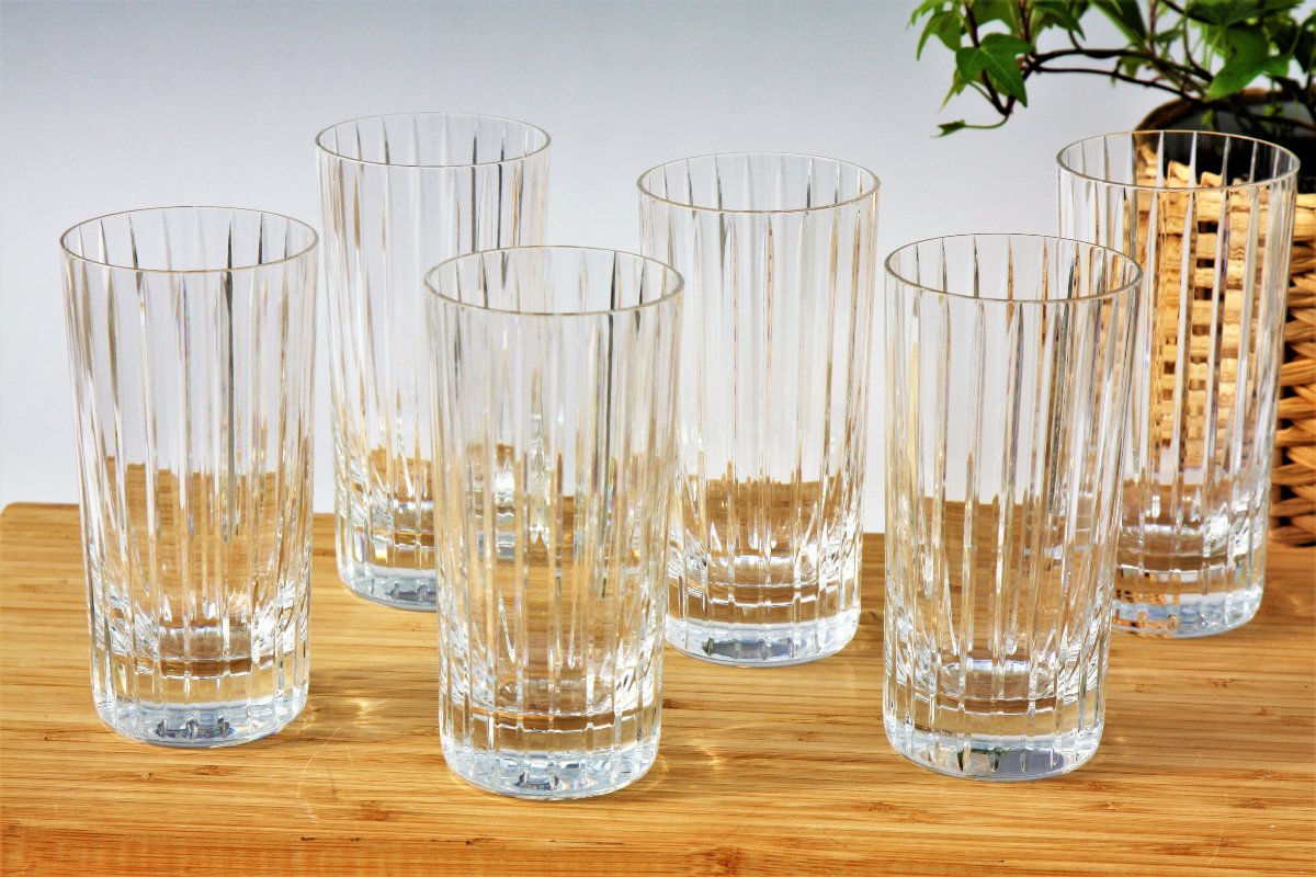 Set Of 6 Long Drink Glasses In Baccarat Crystal, Harmonie Model-photo-4
