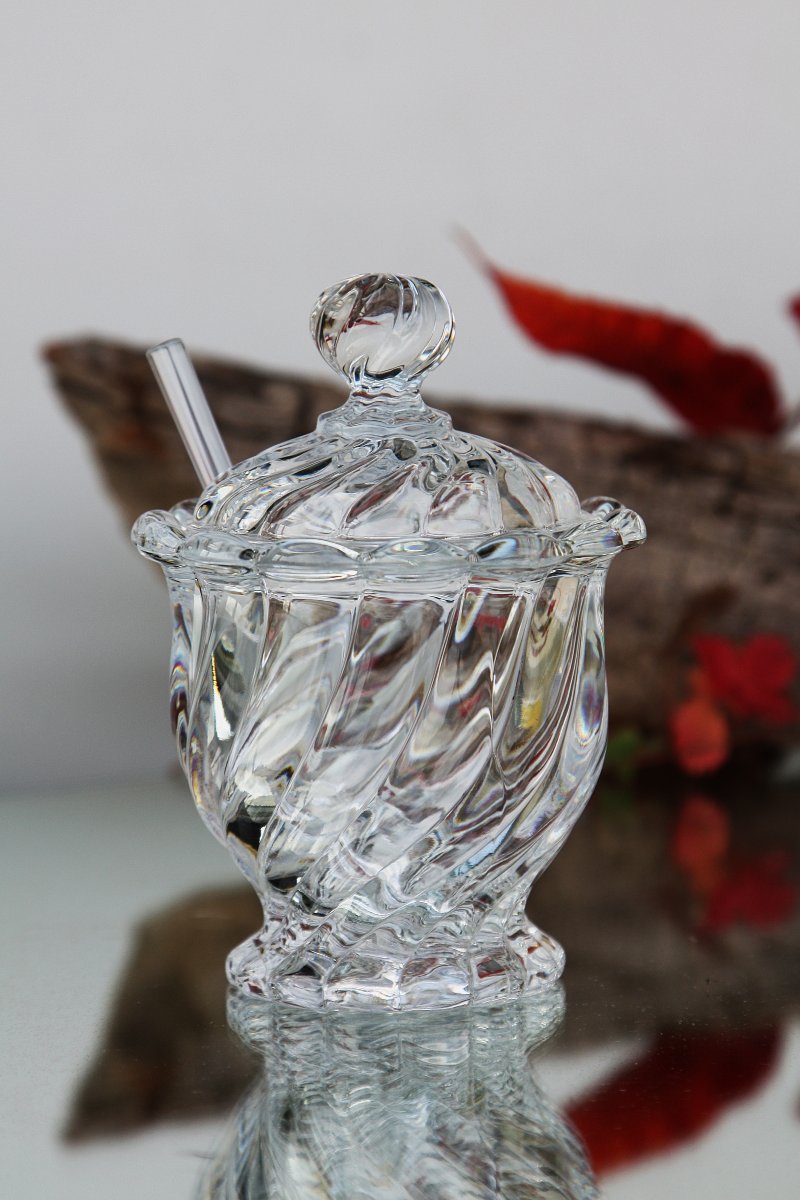 Moutardier en cristal de Baccarat modèle Bambou Tors-photo-3