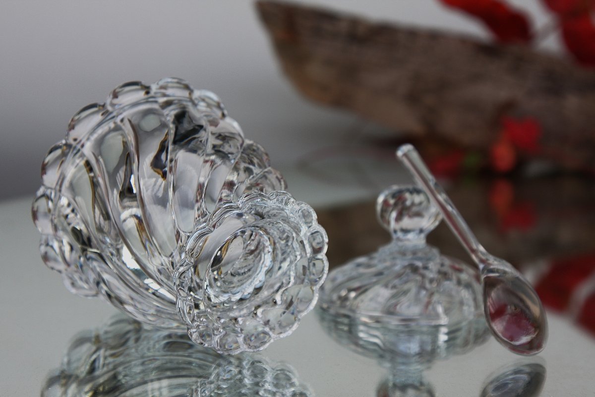 Moutardier en cristal de Baccarat modèle Bambou Tors-photo-2