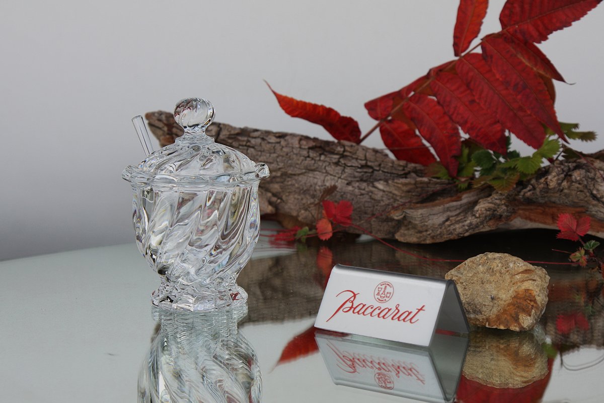 Moutardier en cristal de Baccarat modèle Bambou Tors