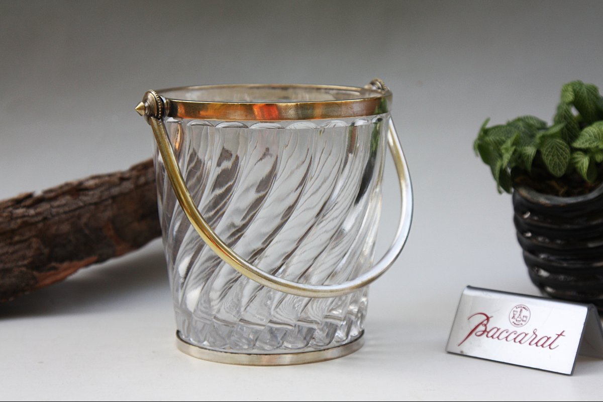 Seau à glace en cristal de Baccarat modèle Bambou Tors