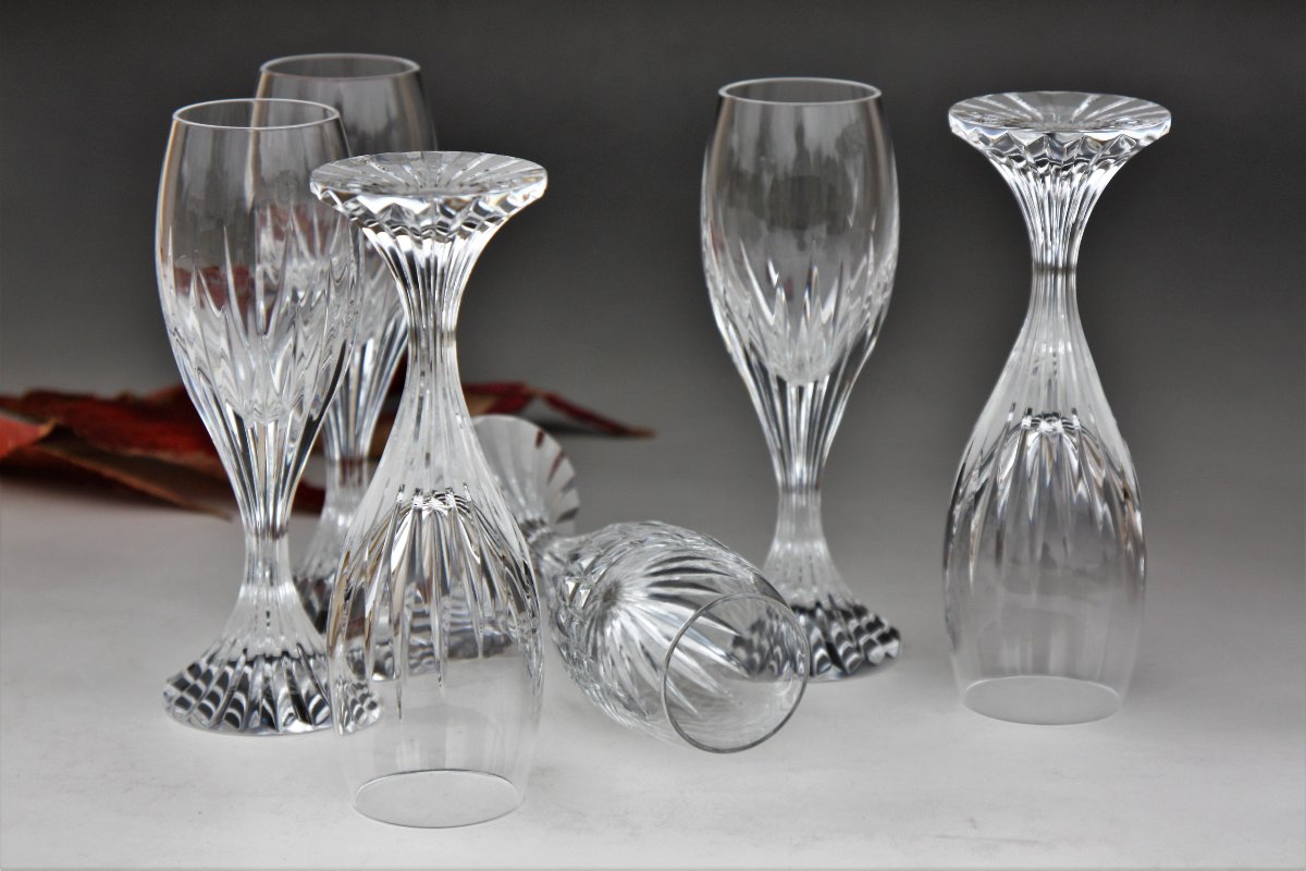 Set de 6 flûtes à vodka ou liqueur en cristal de Baccarat, modèle Massena-photo-2