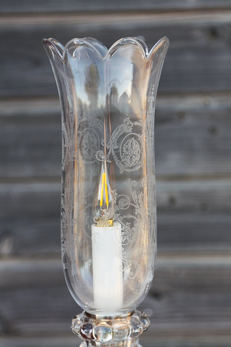 Flambeau à verrine en cristal de Baccarat, modèle Médaillon-photo-2