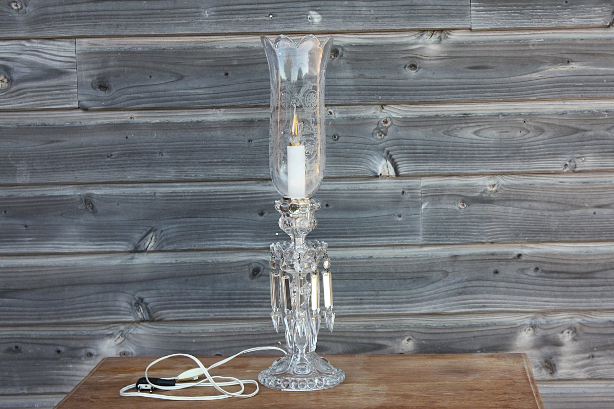 Flambeau à verrine en cristal de Baccarat, modèle Médaillon