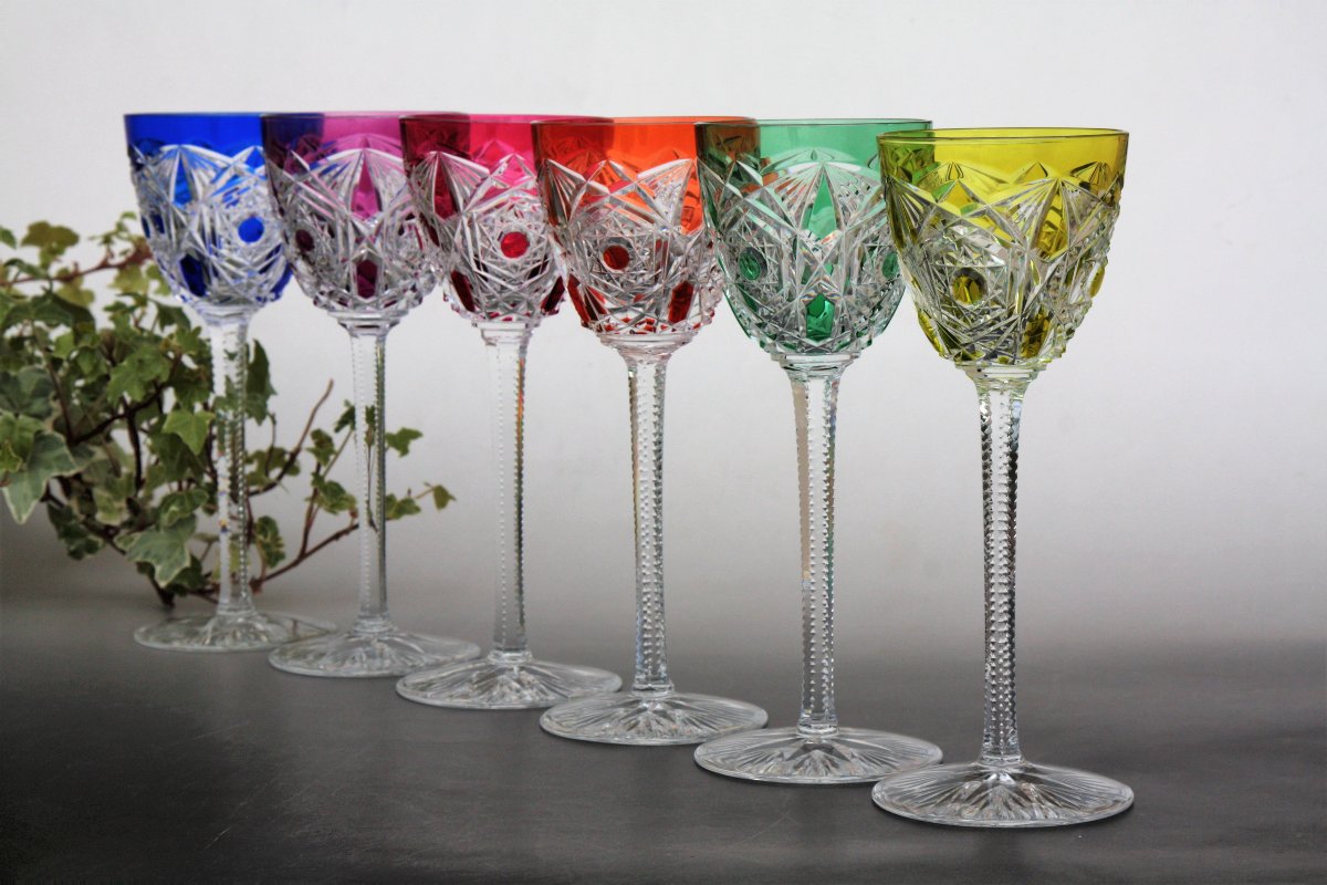 Set de 6 verres à vin du Rhin en cristal de Baccarat modèle Lagny-photo-5