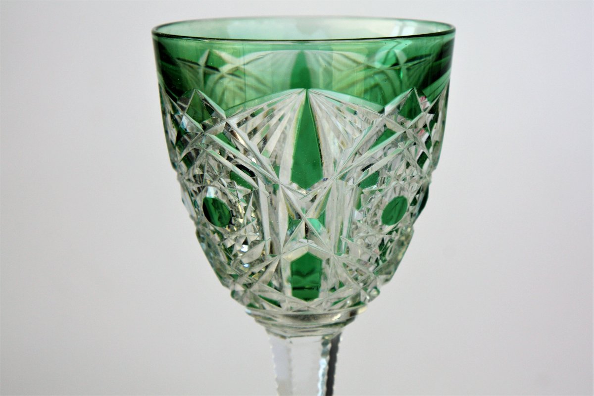 Verre à Vin Du Rhin En Cristal De Baccarat, Modèle Lagny vert-photo-2