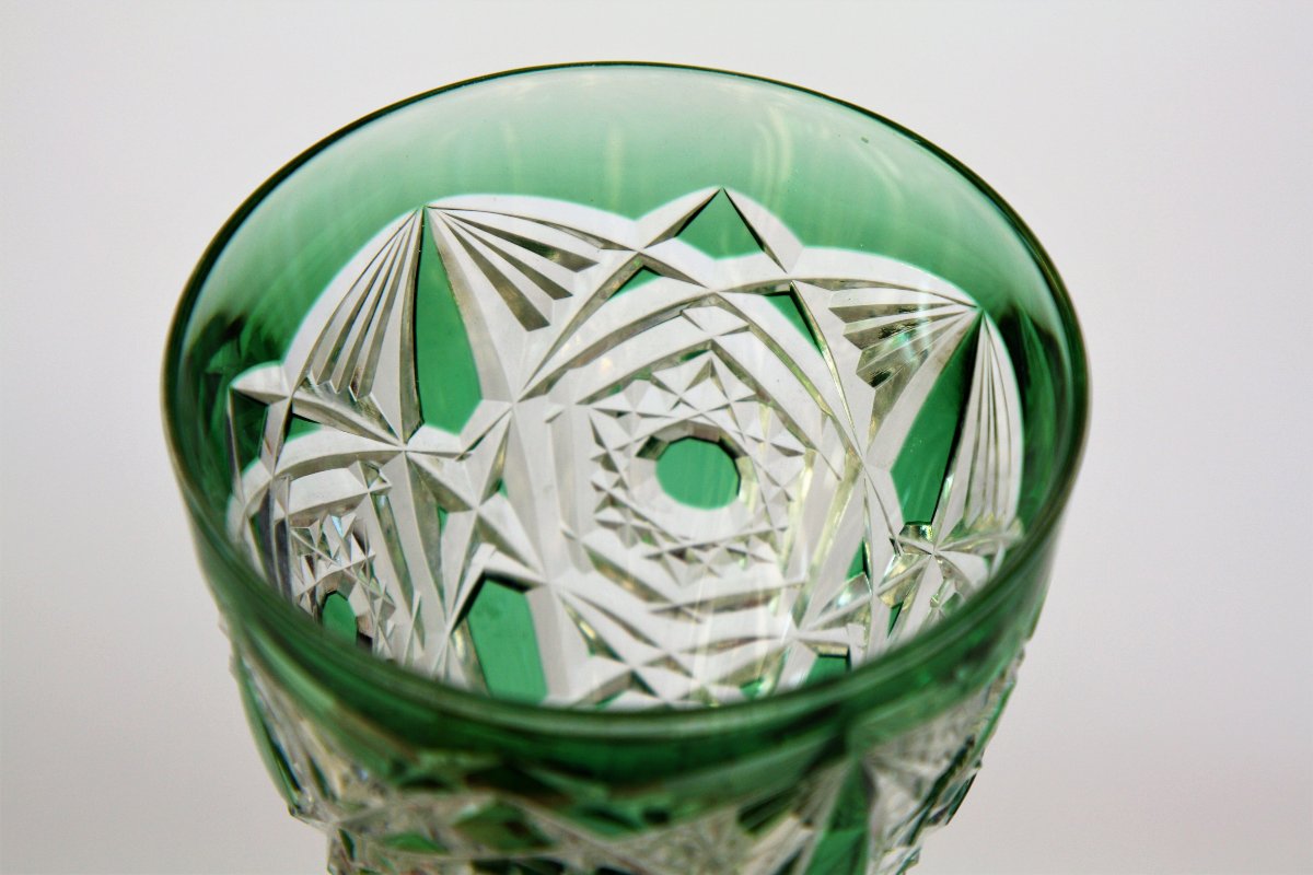 Verre à Vin Du Rhin En Cristal De Baccarat, Modèle Lagny vert-photo-4