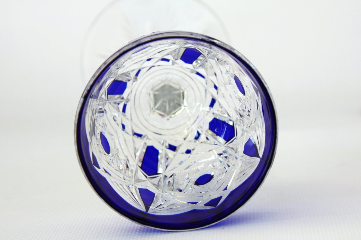 Baccarat Crystal Roemer Glass, Blue Lagny Model-photo-3