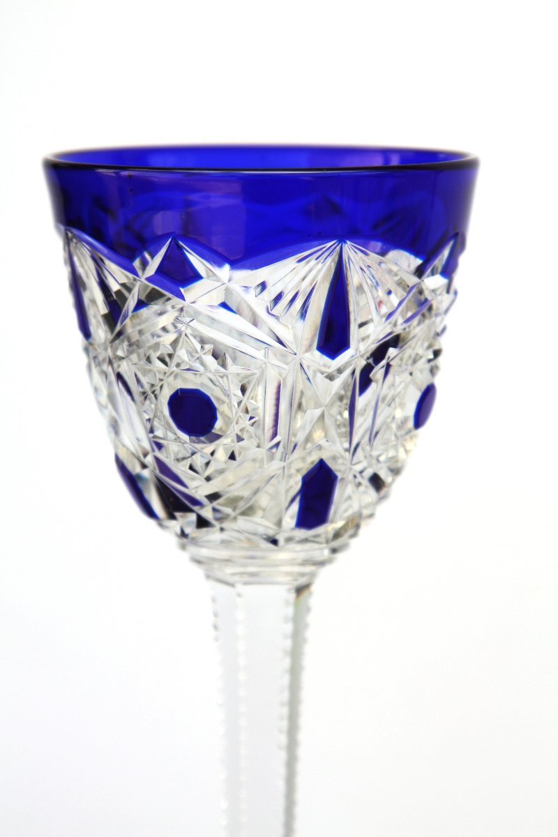 Baccarat Crystal Roemer Glass, Blue Lagny Model-photo-1