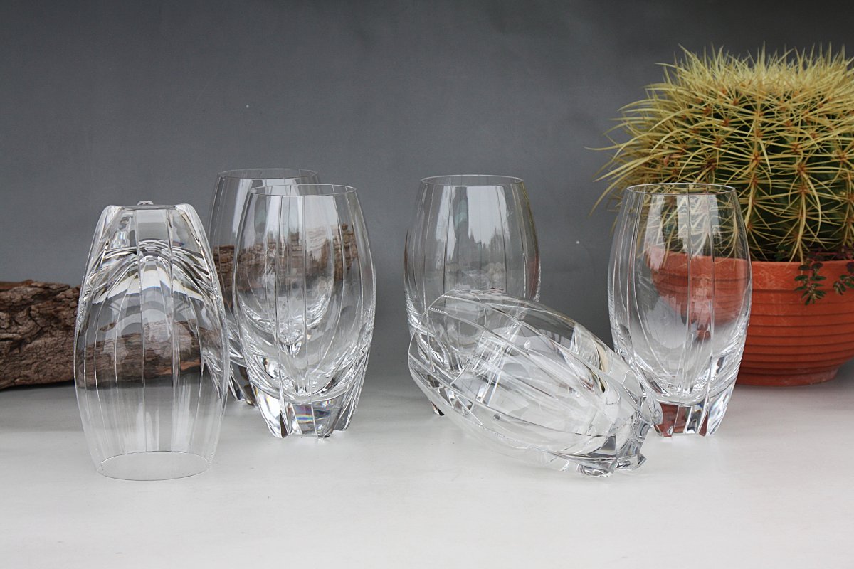 Set de 6 grands verres à whisky en cristal de Baccarat modèle Neptune-photo-2