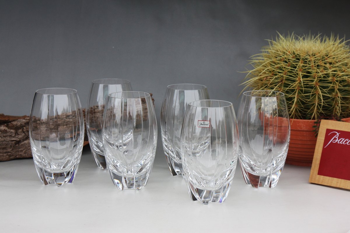 Set de 6 grands verres à whisky en cristal de Baccarat modèle Neptune