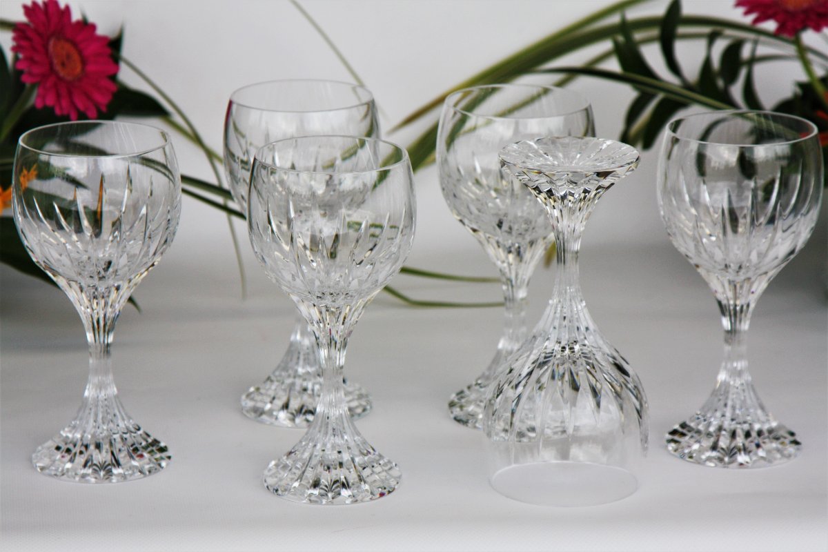 Set de 6 verres à eau en cristal de Baccarat modèle Massena