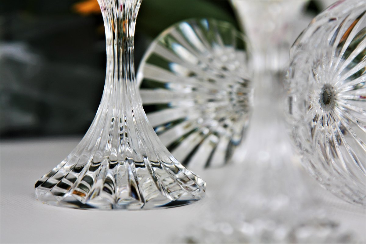 Set Of 6 Burgundy  Wine Glasses In Baccarat Crystal, Massena Model-photo-3