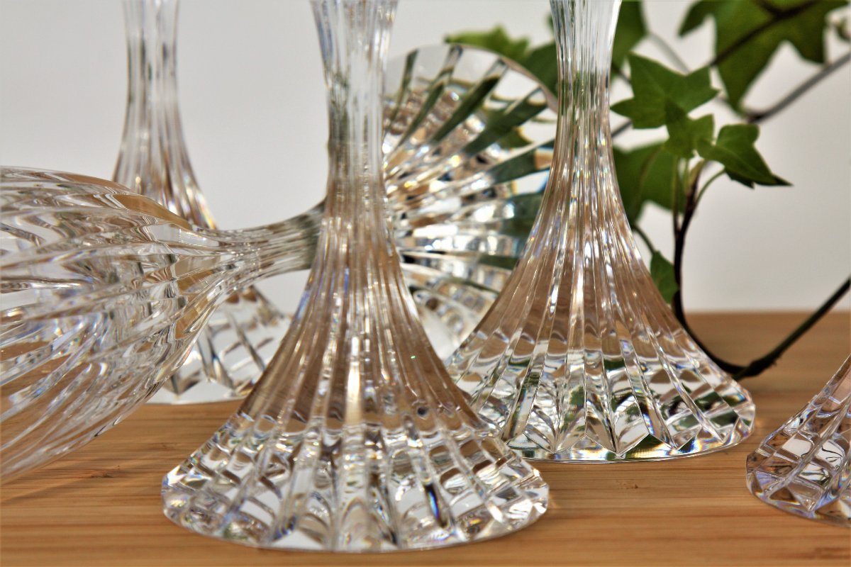 Set Of 6 Baccarat Crystal Champagne Flutes, Massena Model-photo-4