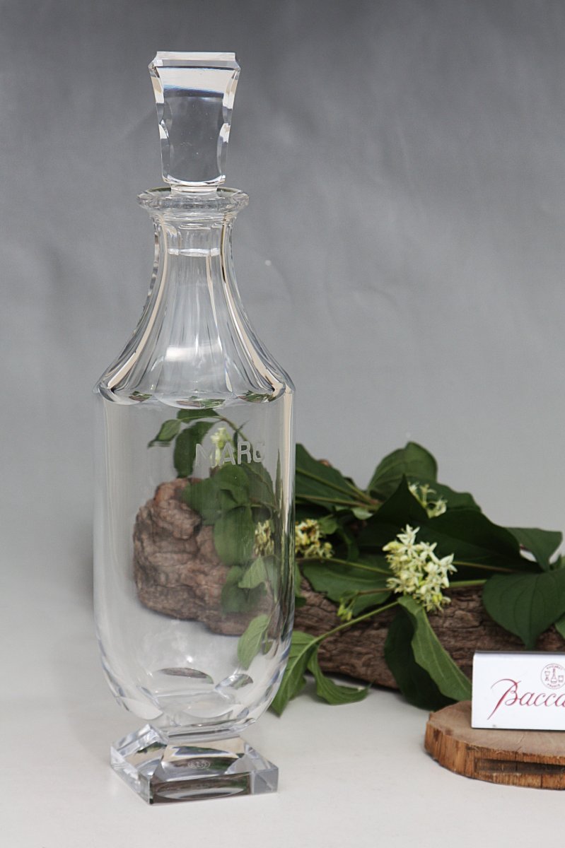 Rare carafe à Marc de Bourgogne en cristal de Baccarat modèle Maladetta-photo-2