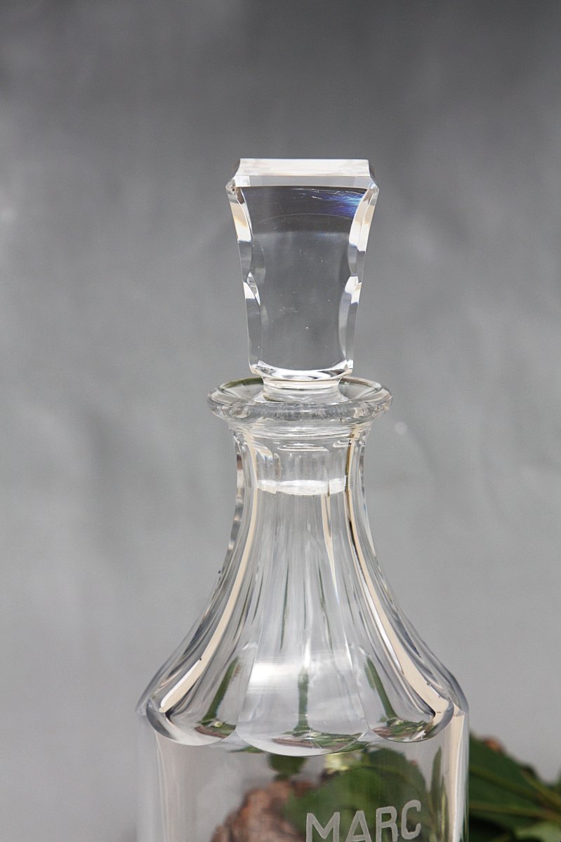 Rare carafe à Marc de Bourgogne en cristal de Baccarat modèle Maladetta-photo-4