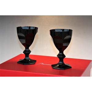 Coffret De 2 Verres à Vin En Cristal De Baccarat Modèle Harcourt Imparfait