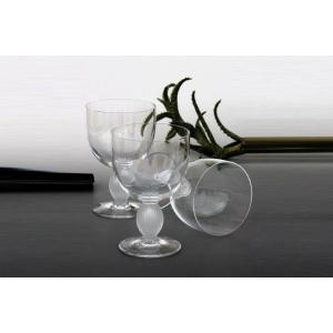 Set Of 3 Wine Glasses No. 3 In Lalique Crystal, Langeais Model