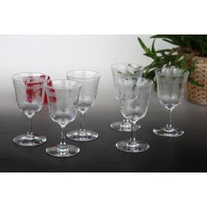 Set Of 6 Burgundy Wine Glasses In Baccarat Crystal, Lafayette Model