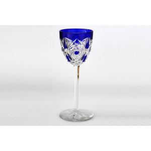 Verre à Vin Du Rhin Ou Roemer En Cristal De Baccarat, Modèle Lagny Bleu