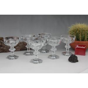 Set Of 6 Baccarat Crystal Champagne Glasses, Harcourt Model